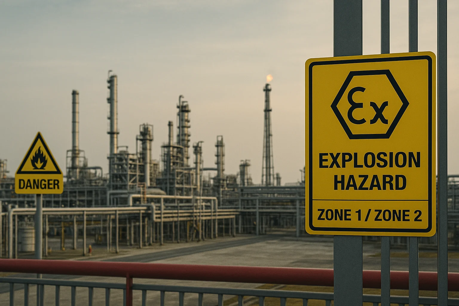 Explosion-proof industrial area with safety sign